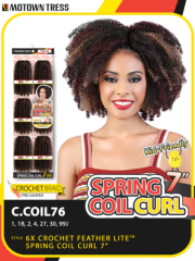 Motown Tress Pre-looped 6X SPRING COIL CURL Crochet Braid 7" C.COIL76