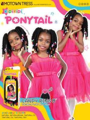 Motown Tress Kidikidi Drawstring Ponytail CANDY RING 5" x5 Senegal Twist w/ Beads