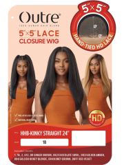 Outre 100% Human Hair Blend 5"x5" Glueless Lace Closure Wig - HHB-KINKY STRAIGHT 24"