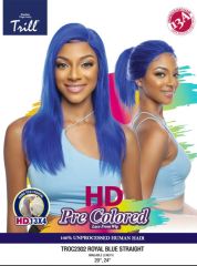 Mane Concept Trill 13A Human Hair HD Pre-Colored 13x4 Lace Front Wig - ROYAL BLUE STRAIGHT