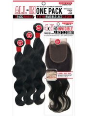 Seduction 100% Human Hair 3X Bundle 4"x5" HD Closure BODY WAVE" (SHB4X5)