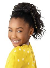 Outre Lil Looks Premium Synthetic Drawstring Ponytail - GOLD ACCENTED NATURAL WAVE 12