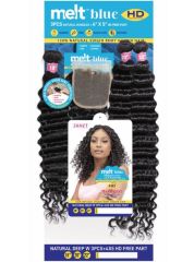 Janet Collection MELT Blue Natural DEEP 3pcs weaves + 4x5 HD Free part