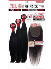 Seduction 100% Human Hair 3X Bundle 4"x5" HD Closure STRAIGHT" (SHS4X5)