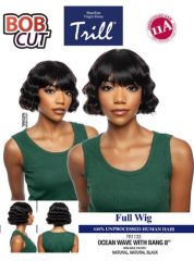 Mane Concept Trill 11A 100% Unprocessed Human Hair Full Wig-OCEAN WAVE  WITH BANG 8"(TR1133)