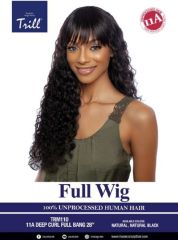 Mane Concept Trill 11A 100% Unprocessed Human Hair Full Wig - DEEP CURL FULL BANG 28"(TRM110)