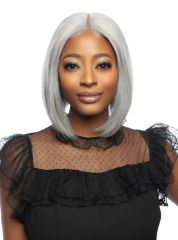 Mane Concept Trill 13A Human Hair HD 6" Deep Pre-Colored Lace Front Wig - ICY GREY STRAIGHT BOB 