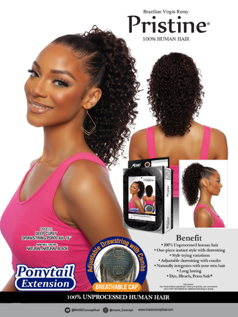Mane Concept Pristine 100 Human Hair Ponytail Extension DEEP