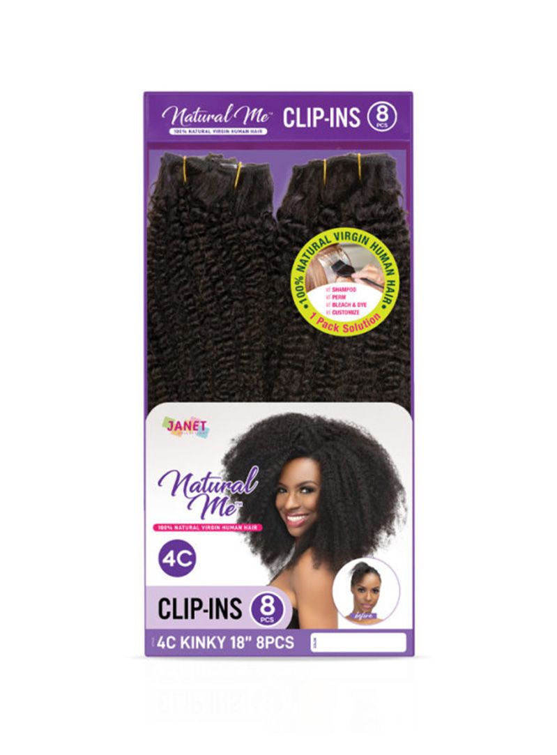 Janet Collection 100% Virgin Human Hair Natural Me 4C KINKY Clip-In Weave  8pc