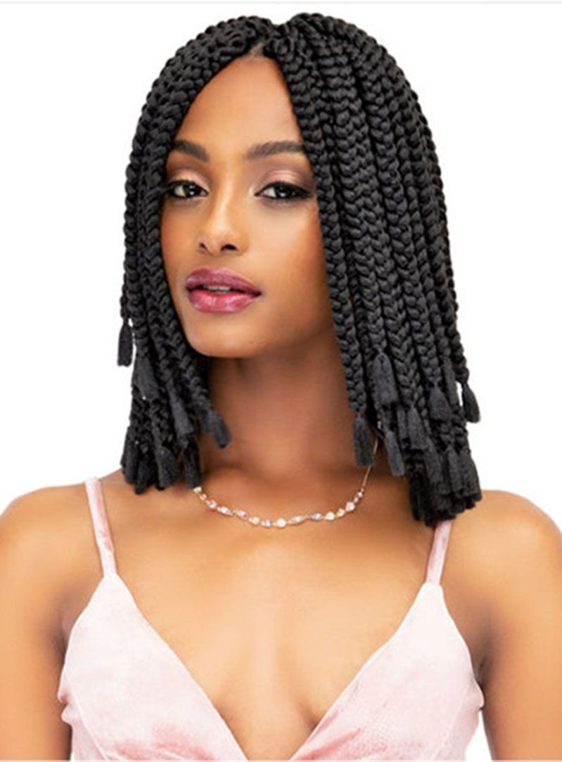Image of Long blunt haircut with braids
